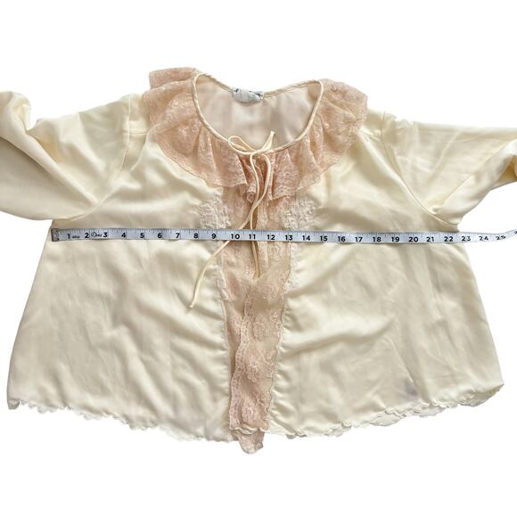 VINTAGE BONWIT TELLER CREAM SATIN BED JACKET 1930s 1940s LINGERIE WOMEN Sz S/M - Picture 8 of 12